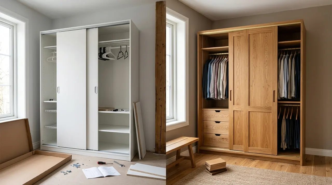 Comparaison placard coulissant kit grande surface versus sur mesure artisan